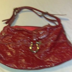 Red shiny purse large by, CL Laundry